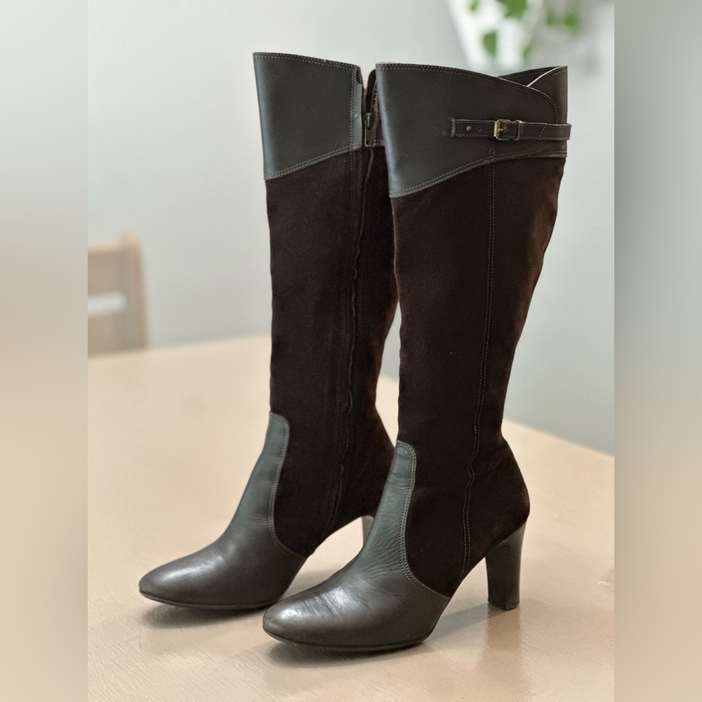 J.Crew Brown Women's Suede Leather Knee High Heel Fashion Boots Sz US 7.5 ITALY